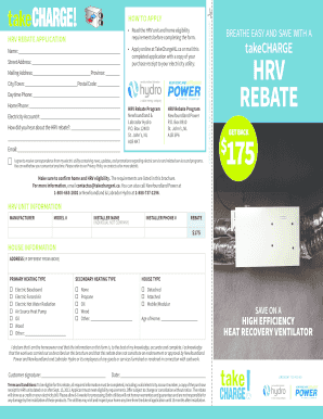HRV Rebate Application Form