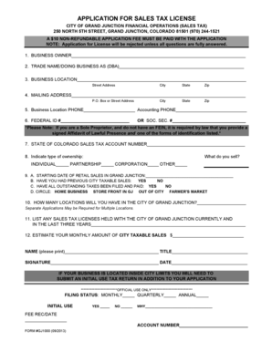 Colorado Sales Tax License Application