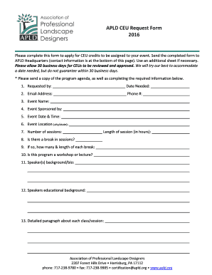 APLD CEU Request Form 2016 - apld