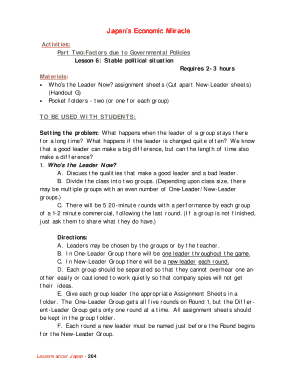 Who's the Leader Now Assignment Sheets