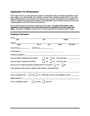 Employment Application Form