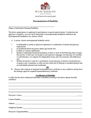 Disability Certification Form