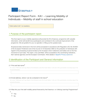 EU Erasmus+ Staff Mobility Report Form