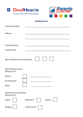 Booking Form for Children with Hearing Loss