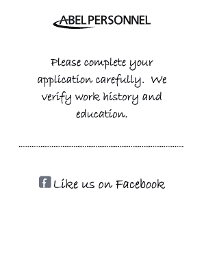 Abel Personnel Temporary Employment Application