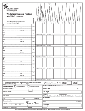 Workplace Standard First Aid with CPR-C Form