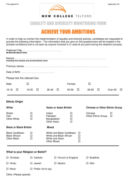 Equality and Diversity Monitoring Form