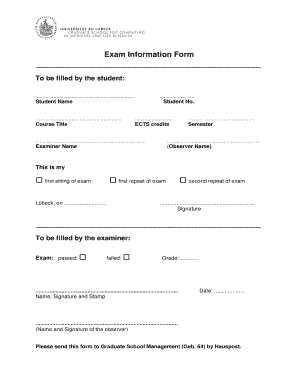 Exam Information Form