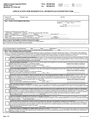 Texas Residential Homestead Exemption Application