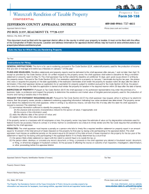 Texas Watercraft Rendition of Taxable Property Form