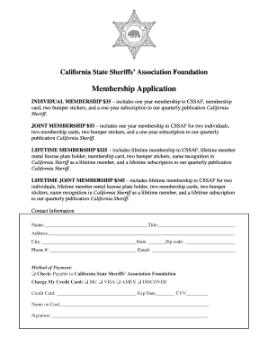 California State Sheriffs’ Association Foundation Membership Application