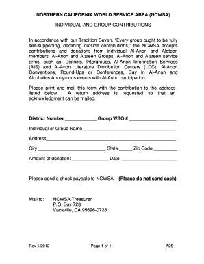 Al-Anon Contribution Form