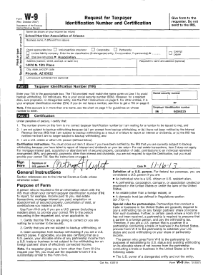 Form W-9 Request for Taxpayer Identification Number and Certification