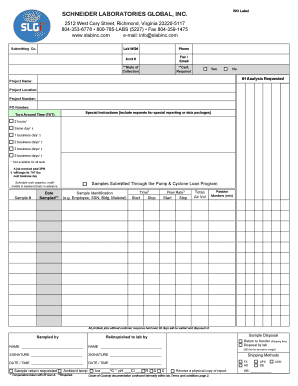 Schneider Laboratories Work Order Form