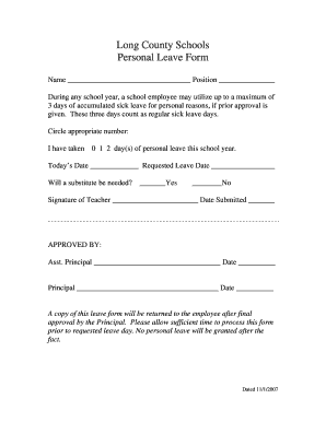 Personal Leave Form