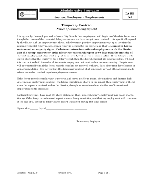 Temporary Employment Contract Notice