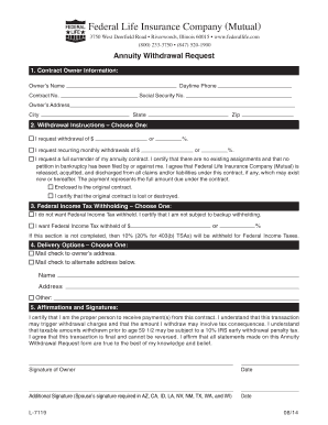 Annuity Withdrawal Request Form