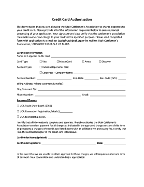 Credit Card Authorization - Utah Cattlemens Association - utahcattlemen