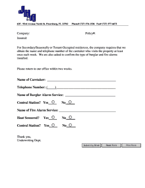 Property Caretaker Information Form