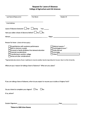 Request for Leave of Absence