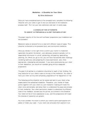 Mediation Client Preparation Checklist