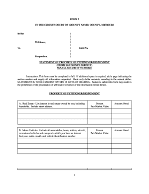 Missouri Statement of Property Form