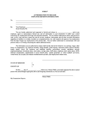 Authorization to Release Employee Benefits Information