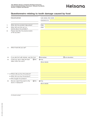 Helsana Tooth Damage Claim Form