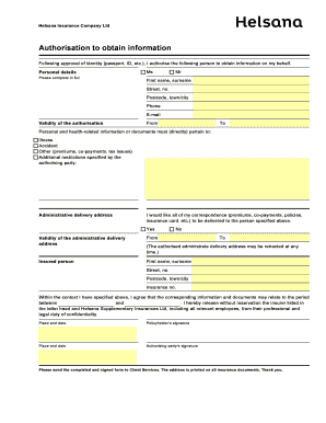 Helsana Insurance Authorization Form