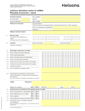 Formulaire de rapport d'accident dentaire Helsana