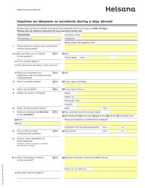 Helsana Insurance Accident Abroad Form