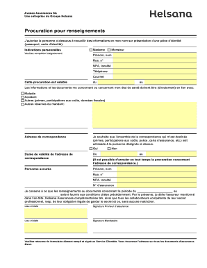 Procuration pour renseignements