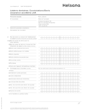 Lésions dentaires: Constatations/Devis