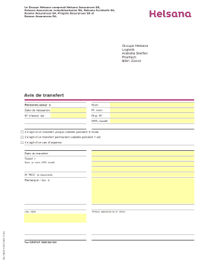 Avis de transfert