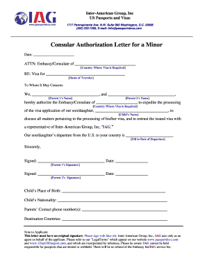 Consular Authorization Letter for a Minor