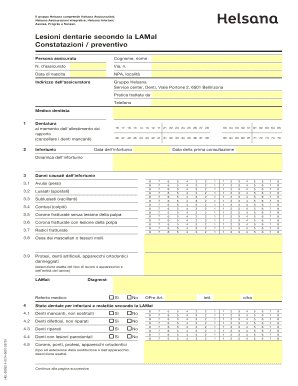 Formulaire de constat des lésions dentaires