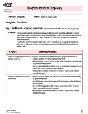 Property Industry Competency Recognition Form