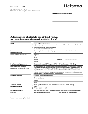Autorizzazione all'addebito diretto Helsana