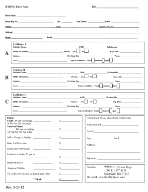 WWPHC Horse Exhibitor Entry Form