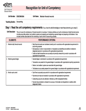 Recognition for Unit of Competency