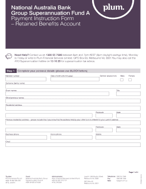 National Australia Bank Group Superannuation Payment Instruction Form