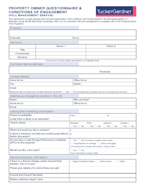 Property Owner Questionnaire & Conditions of Engagement