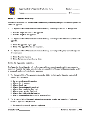 Apparatus Driver Operator Evaluation Form