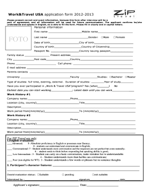 Work&Travel USA Application Form
