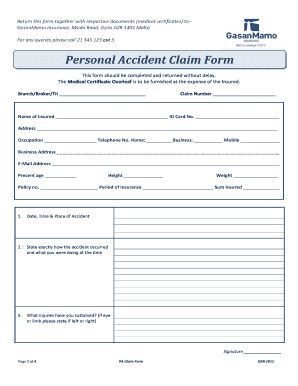 GasanMamo Insurance Accident Claim Form