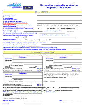 Norwegian Tax Refund Application Form