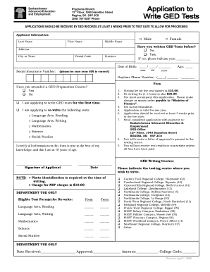 GED Test Application Form