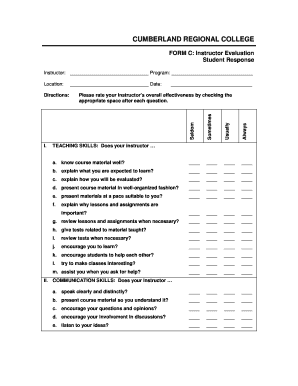 Instructor Evaluation Form