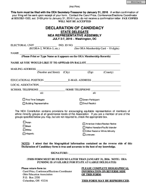 This form must be filed with the OEA Secretary-Treasurer by - nwoea