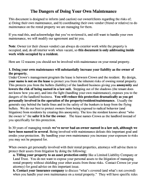 Rental Property Maintenance Waiver